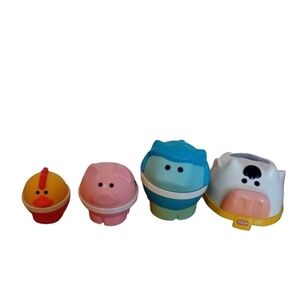 Vtg Little Tikes Farm Nesting Animals 3 1/2 Pieces,  Half Of Cow,Sheep,Pig,Chick